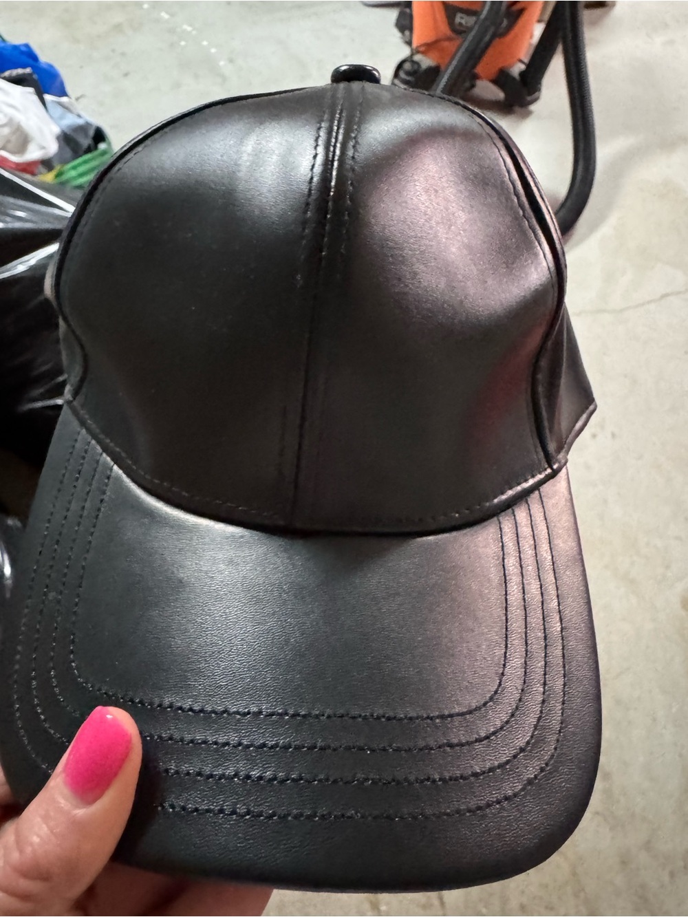 Faux leather hat